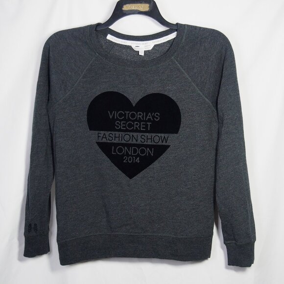 Victoria's Secret LONDON Fashion Show 2014 Crew Neck Sweatshirt Dk Gray Size S - Picture 2 of 13
